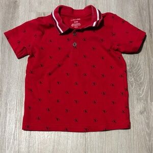 Calvin Klein Kids Polo in Red with Logo Pattern